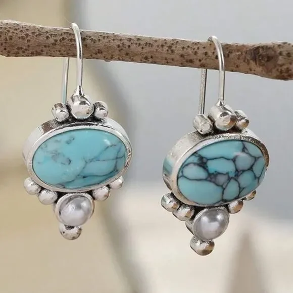 Dazzling blue stone Drop Earrings A1266 - Picture 1 of 6